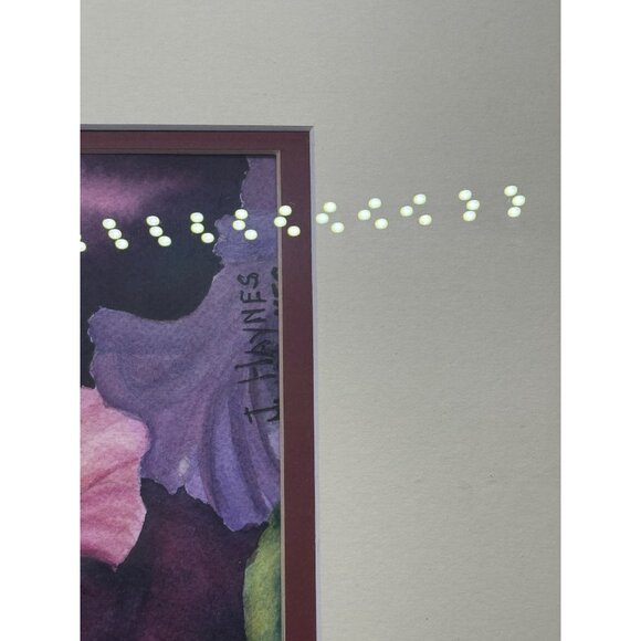 Floral Watercolor Art Print By J. Haines In Double Matted Gold Black Frame READ - Picture 2 of 8